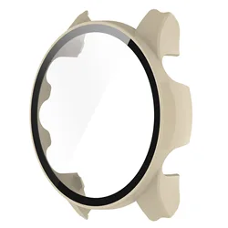 Premium Protective Hard Case with Full Coverage Glass for Watches - Durable PC Frame Shell (Ivory)