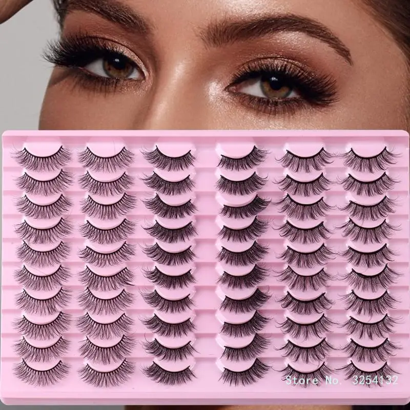 

30 Pairs Natural Look Russian Strip Lashes DD Curl Eyelashes Fake-Lashes Volume False Eyelashes for Women and Girls