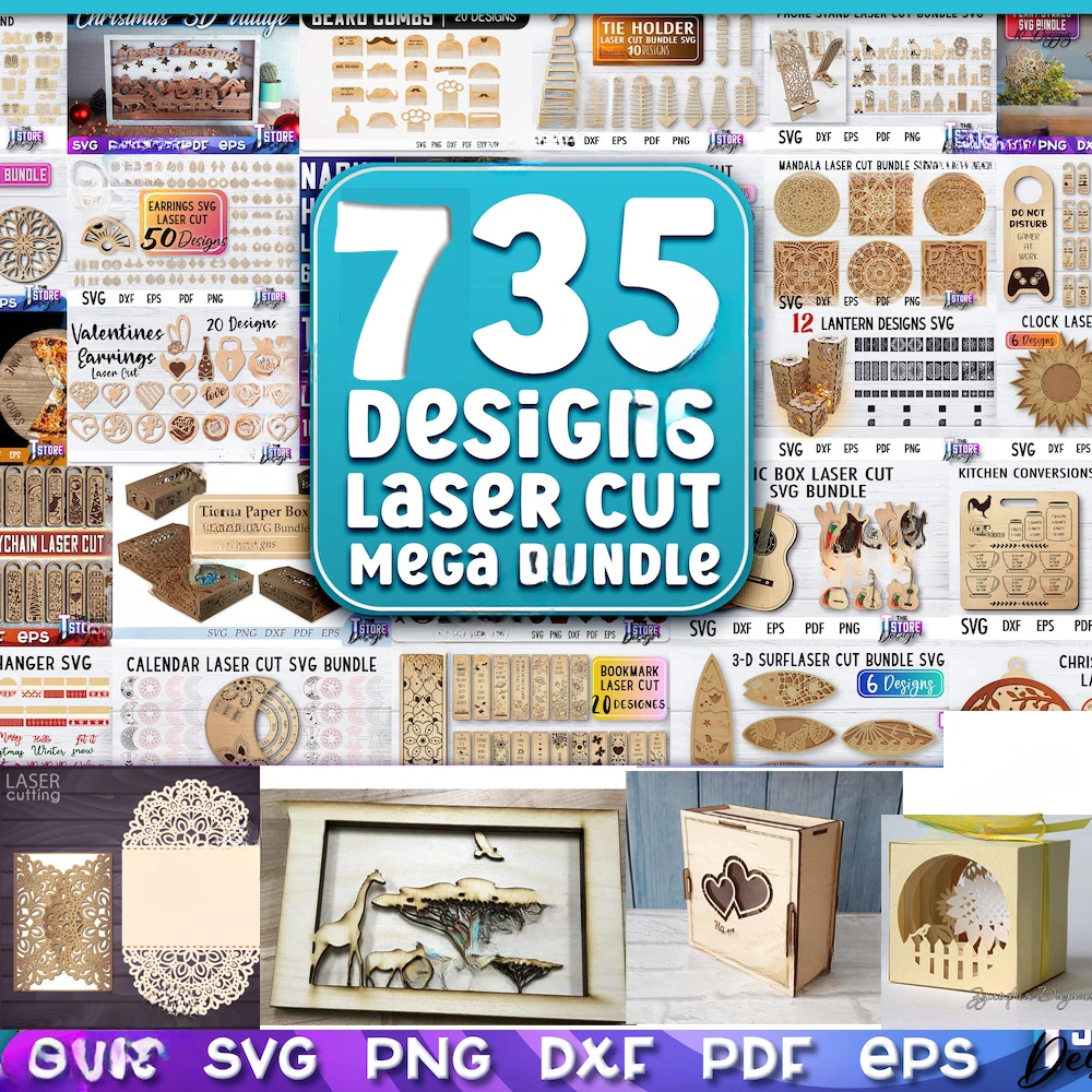 Laser Cut Designs Files 735 Laser Cut Designs Vector Toy Gift Decoration Art Files Bundle SVG DXF EPS Format