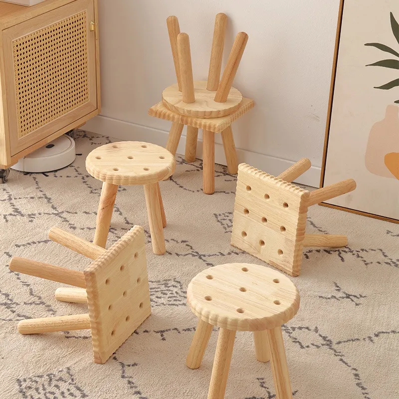 Household all solid wood living room small bench adult door shoe change stool children's creative low stool baby cute ookiestool
