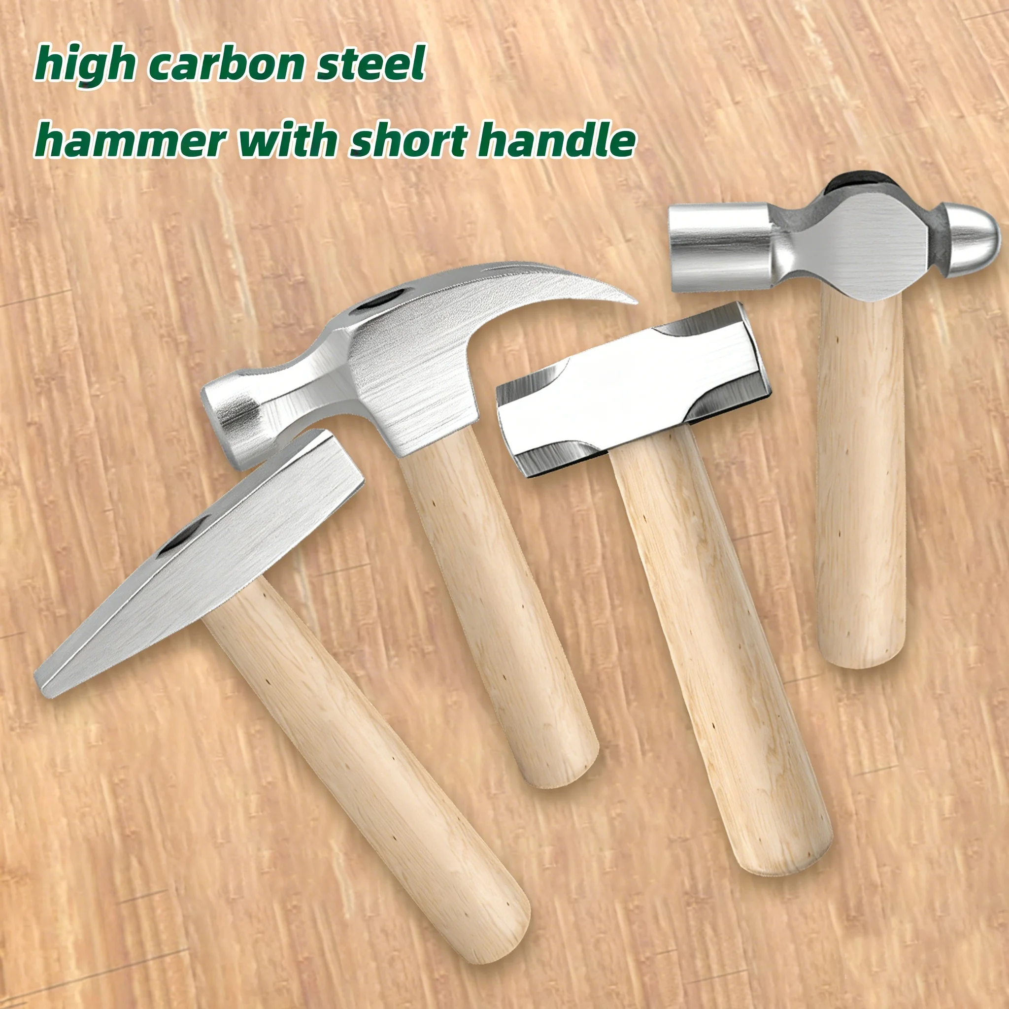 Compact High Carbon Steel Hammer with Solid Wood Handle - Small Manual Hardware Tool