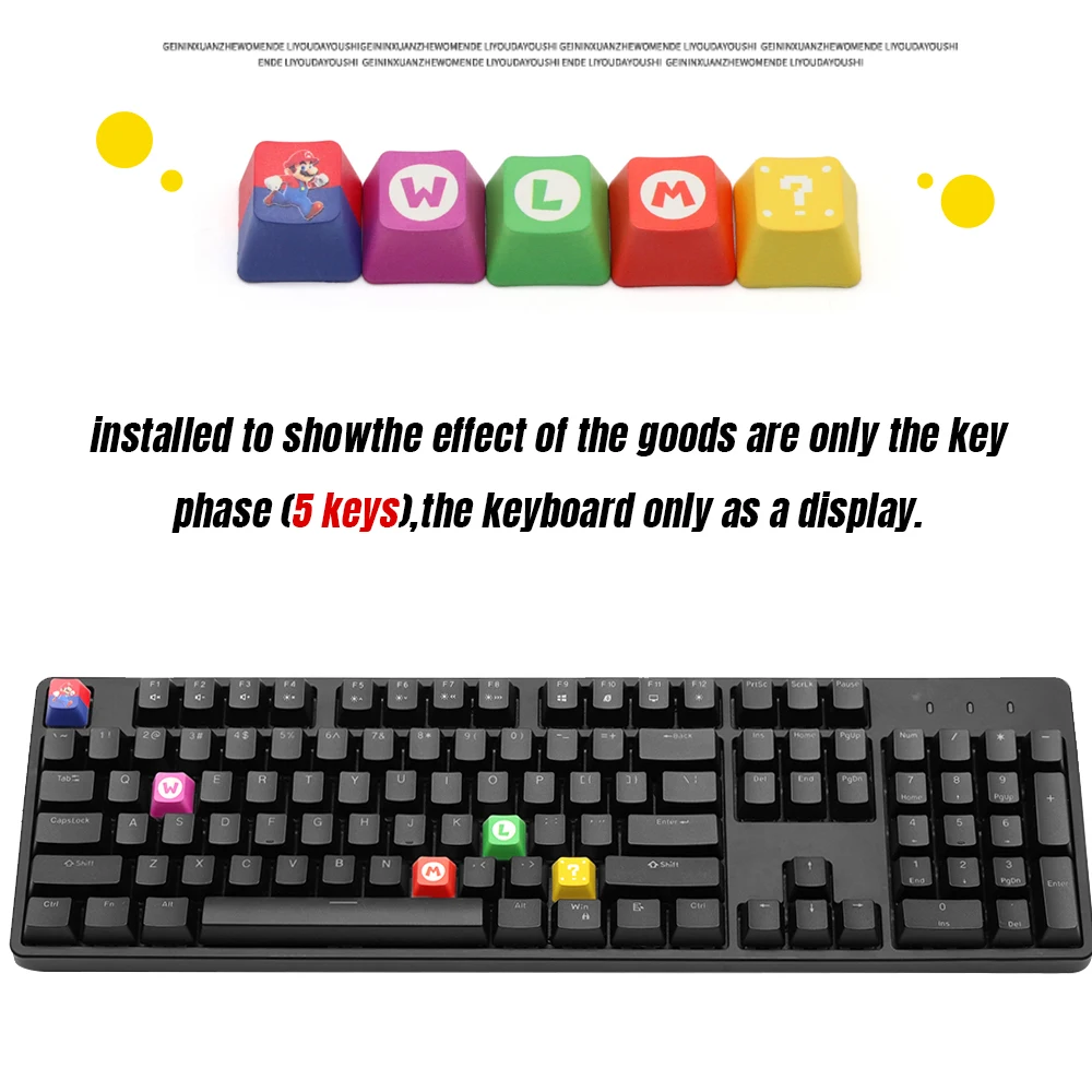 OEM Profile PBT 5pcs keycaps for MX Mechanical Gaming keyboard Gamers Computer KeyCap Color Mario and Ghost Personalise