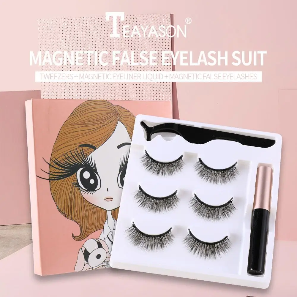 사용하기 쉬운 3D 밍크 마그네틱 속눈썹, 초보자용 편안한 마그네틱 속눈썹, 눈 혁신적인 아이라이너, 수제 재사용 가능