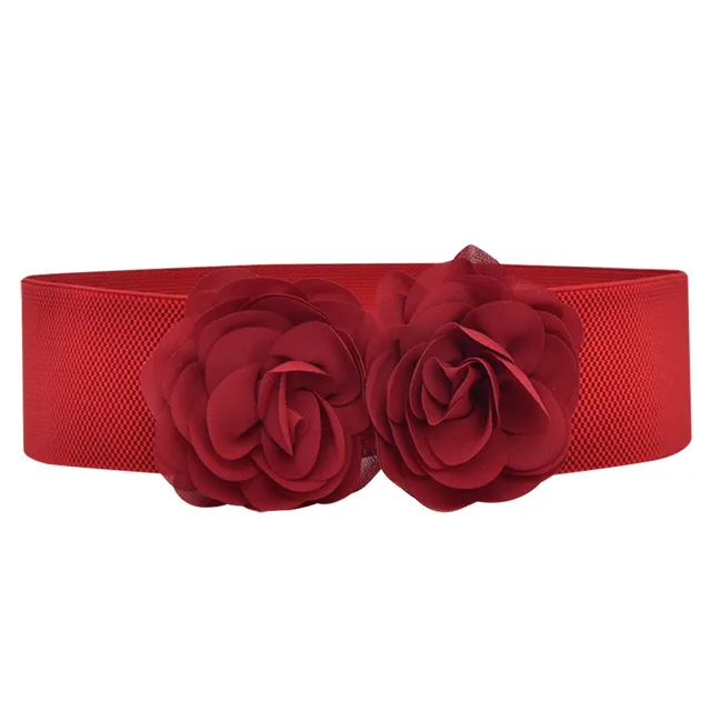 Anchos cinturones elásticos de flores de gasa mujer, cinturones de cintura gruesa, cinturón accesorio para vestido de mujer AliExpress