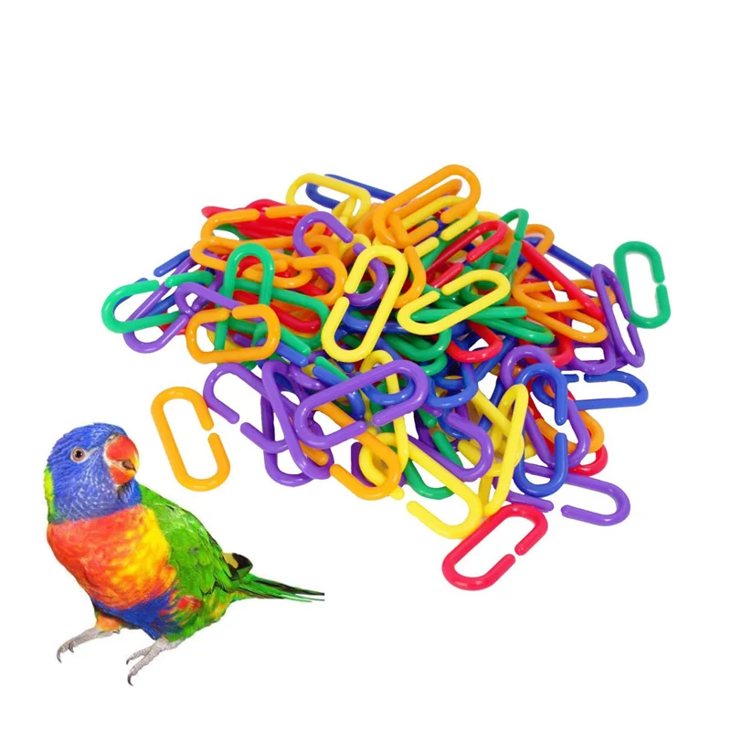 100 PC STAR CHAIN LINKS PLASTIC TOY PARROT BIRD FOOT PARTS KID DIY CLEAR COLOR 
