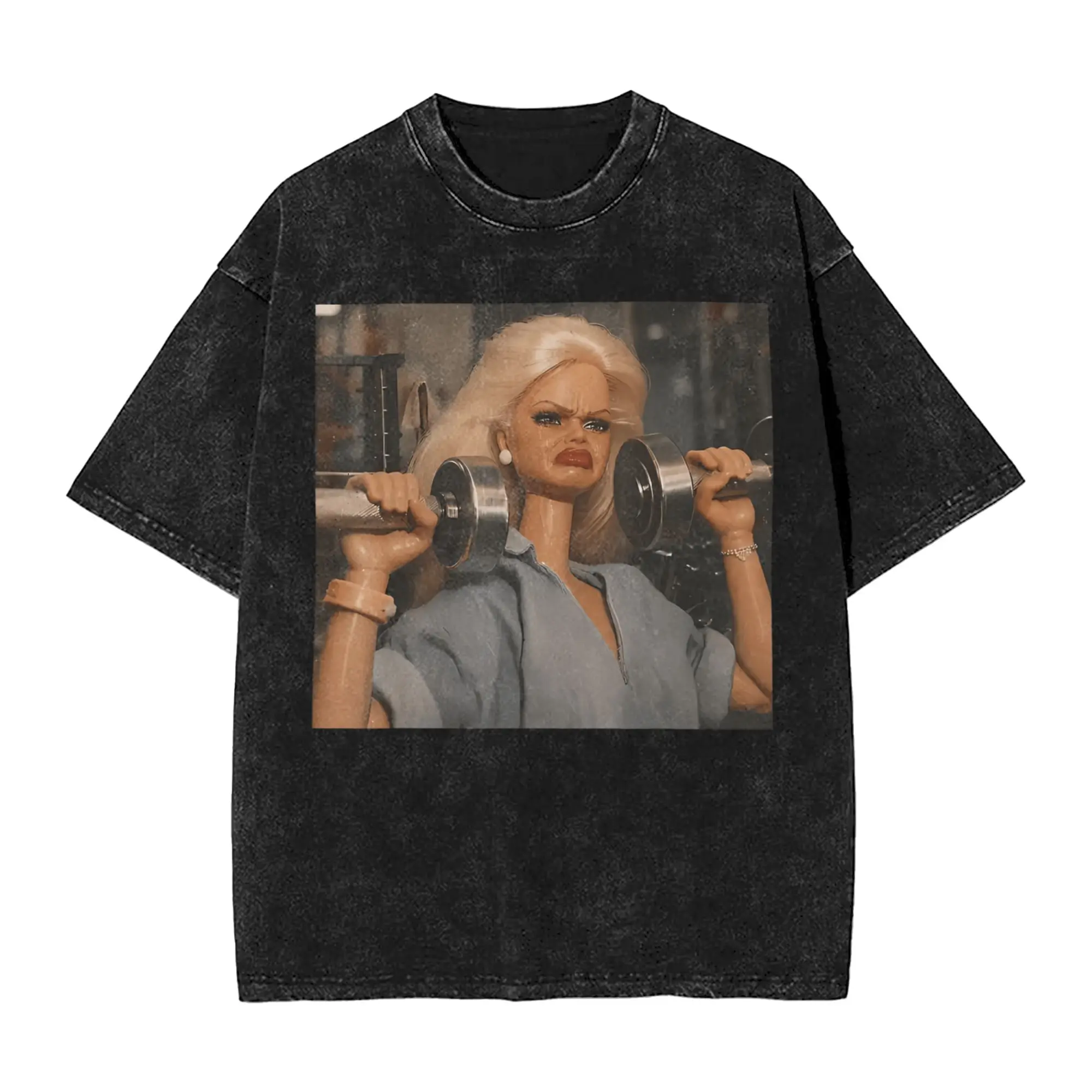 Lustige Herren-T-Shirts mit Ekelhaftem Fitness-Mädchen-Motiv, Vintage-Workout-Meme-Humor, Fitness-T-Shirts, Sommer-Y2K-Casual-Kurzarm-T-Shirts