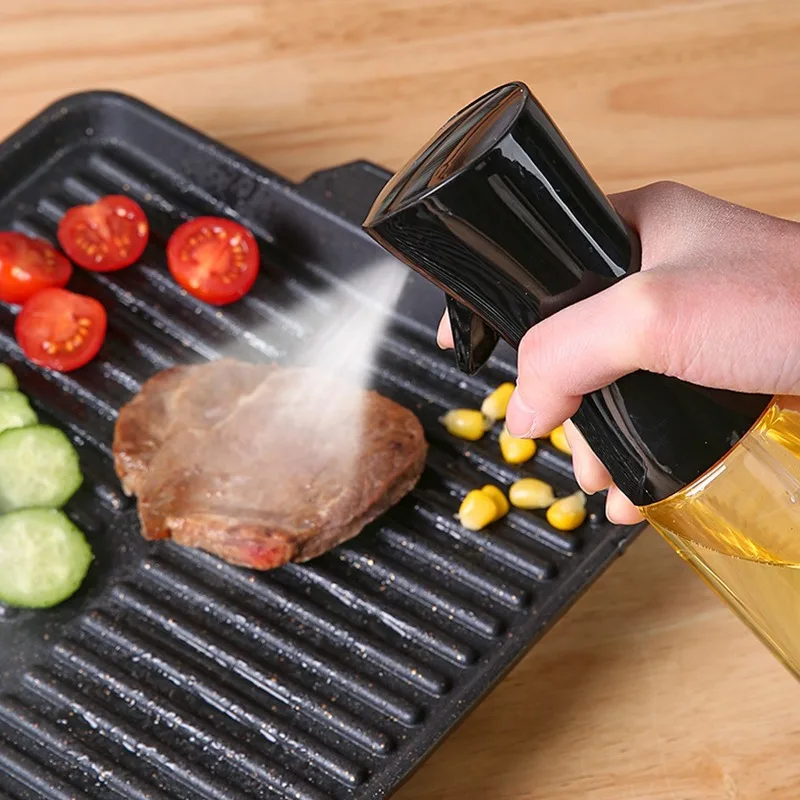 Oil spray bottle 1pc Black Kitchen Oil Bottle Cooking Oil Spray 200ml Pneumatic Spray Bottle Fitness Barbecue Dispenser