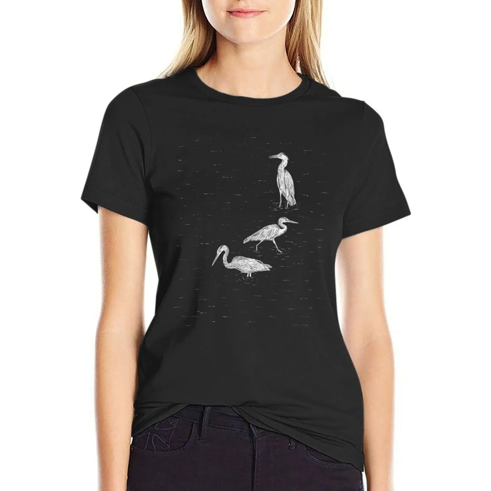 

Herons T-shirt funny female summer tops Womens graphic t shirts
