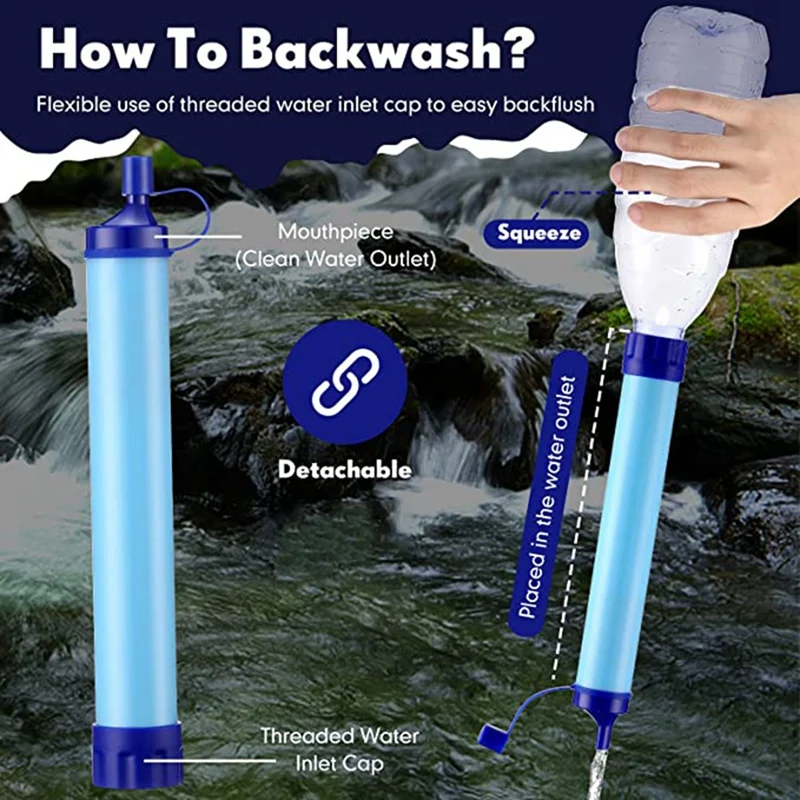 Galaxy Personal Portable Water Filter Straw Filtration Purifier for Hiking,  Camping, Hunting, Travel, Outdoor Emergency Survival Detachable Drinking