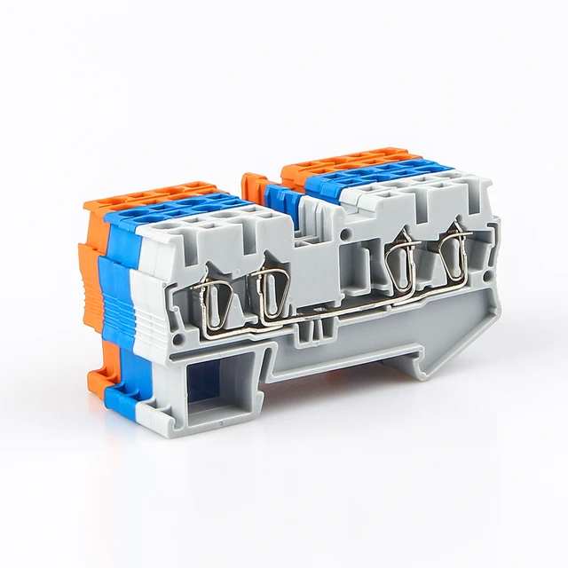Din Rail Terminal Block 10Pcs ST-2.5-QUATTRO Wire Connectors Return Pull Type 4 Conductors Spring Wiring Terminal Blocks 1