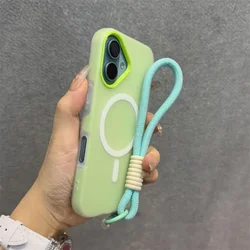 Luxury Soft Silicone Case with Lanyard and Magnetic Wireless Charging Compatibility - iPhone 13 Pro Max (Green)