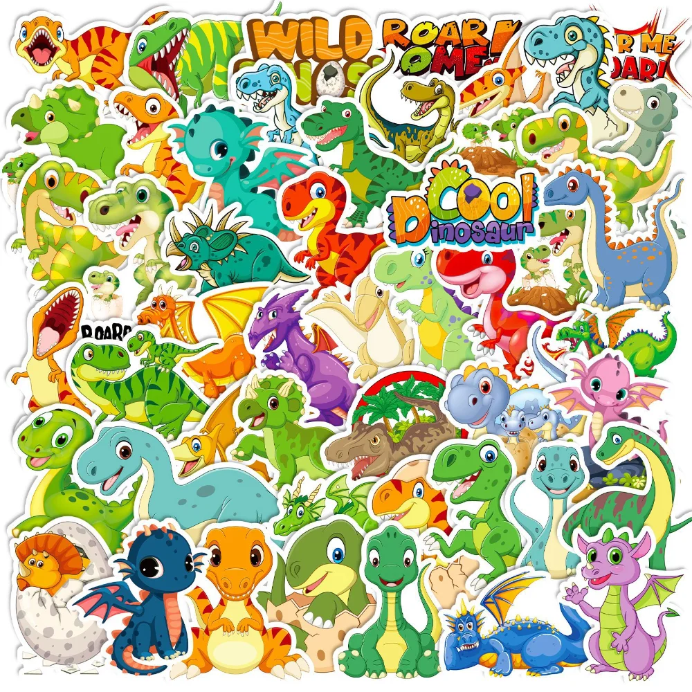 

10/30/50pcs Cute Cartoon Dinosaur Anime Stickers Graffiti Decals DIY Laptop Phone Guitar Skateboard Car Sticker Classic Toy