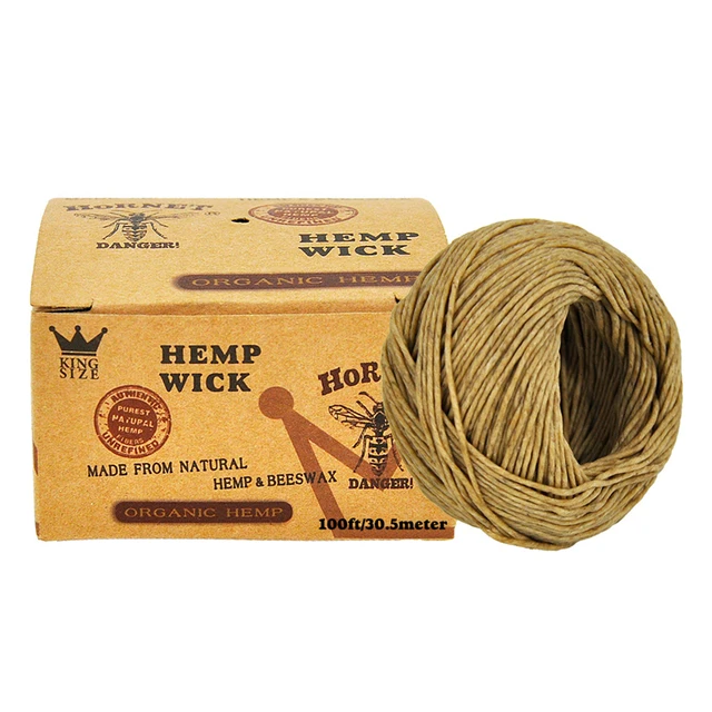 Organic Hemps Wicks 33 Ft Well Coated Natural Beeswax for Candle