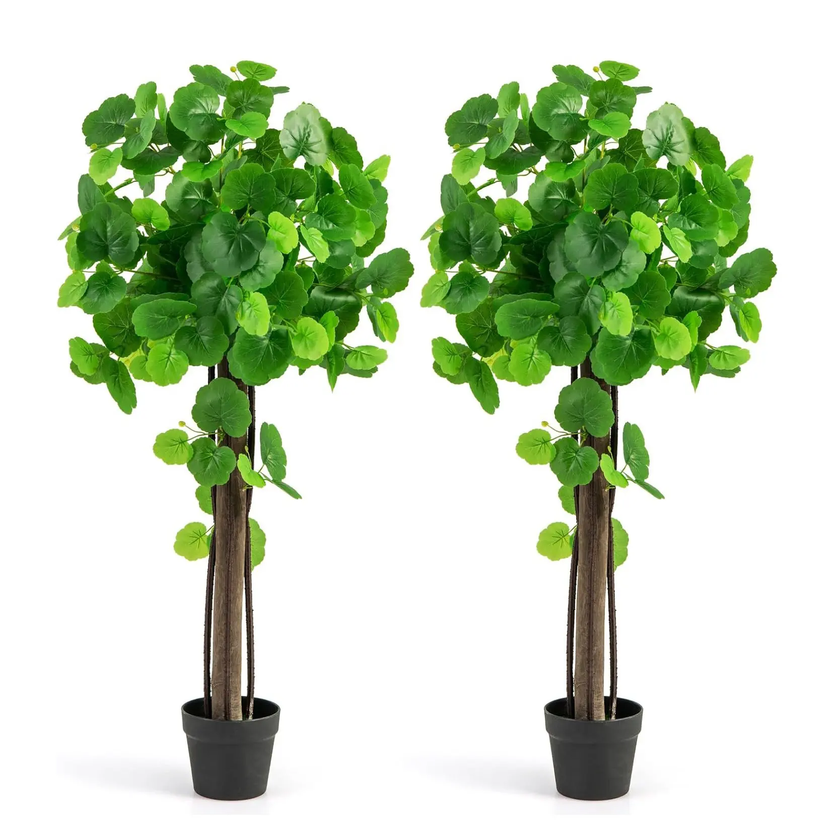 Pack of 2 Artificial Plants,Artificial Plant Ornamental Apple Tree,with Realistic Leaves & Wooden Trunk，Decorative Plant