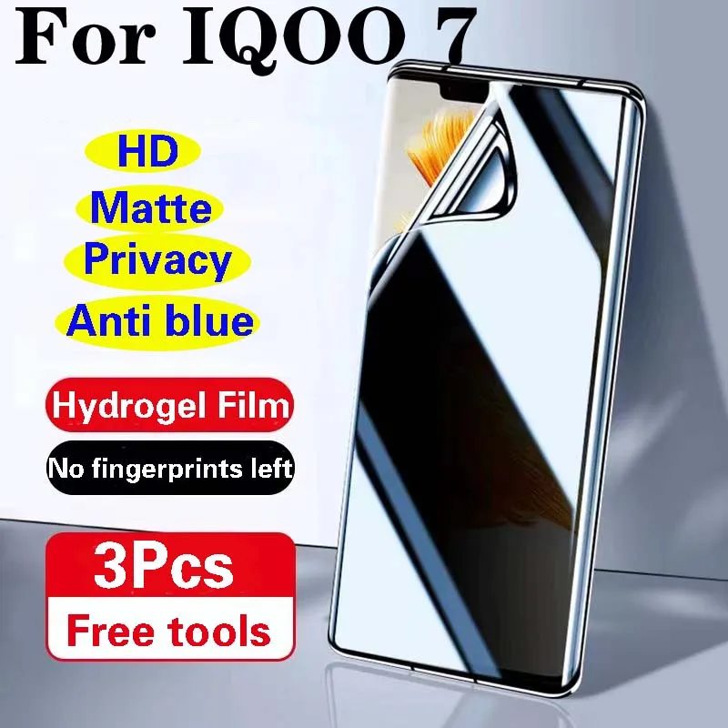 Матовая защитная пленка IQOO7 для IQOO 7, Гидрогелевая пленка для IQOO7, противоскользящая полноэкранная HD-пленка, голубая искусственная кожа