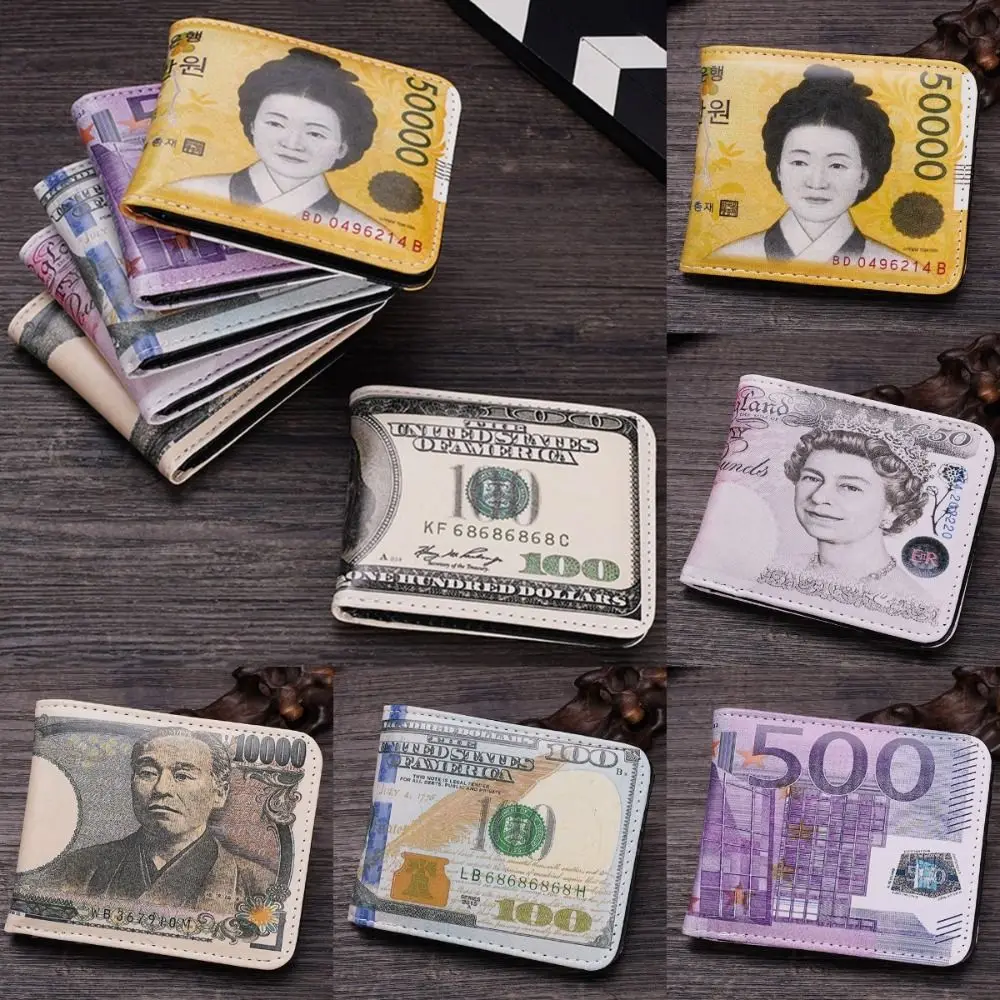 

PU Leather Foreign Currency Wallets Portable Foldable Thin Men's Short Wallet Creative Durable Pocket Purse Daily Use