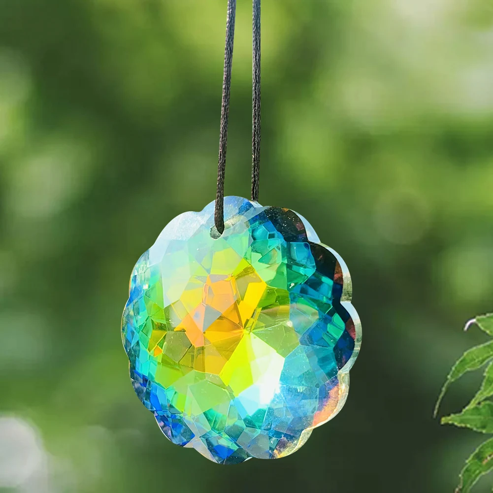 45mm Flower Mandala Crystal Glass Prisms Chandelier Wedding Party Ornament Sunburst Hanging Pendant Sun Catcher Art Crafts