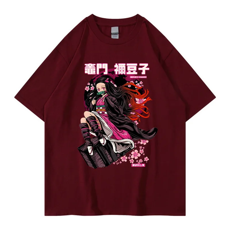 

T-Shirt Men Hip Hop Streetwear Anime Demon Slayer Kamado Nezuko Harajuku T Shirt 2022 Summer Short Sleeve Tshirt Cotton Tees