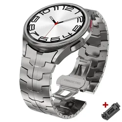 Luxury Stainless Steel No-Gap Strap - Premium Metal Watchband Bracelet for Galaxy 7 44mm 40mm (Titanium color)