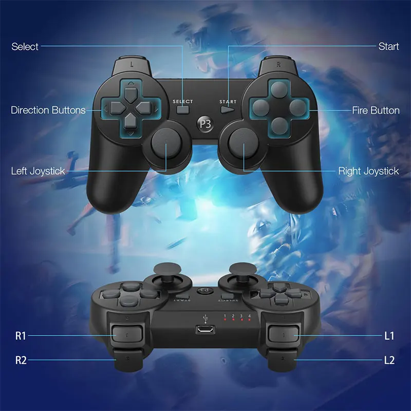 Wireless Bluetooth Controller for Sony PS3 USB Joystick for PC