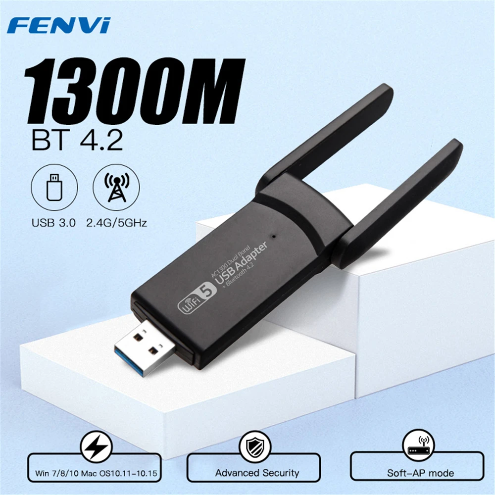 Adaptador inalámbrico de banda Dual para ordenador portátil, adaptador de Wifi 802.11AC, 1300Mbps, Bluetooth 4,2, USB 3,0, Mac OS|Tarjetas de - AliExpress