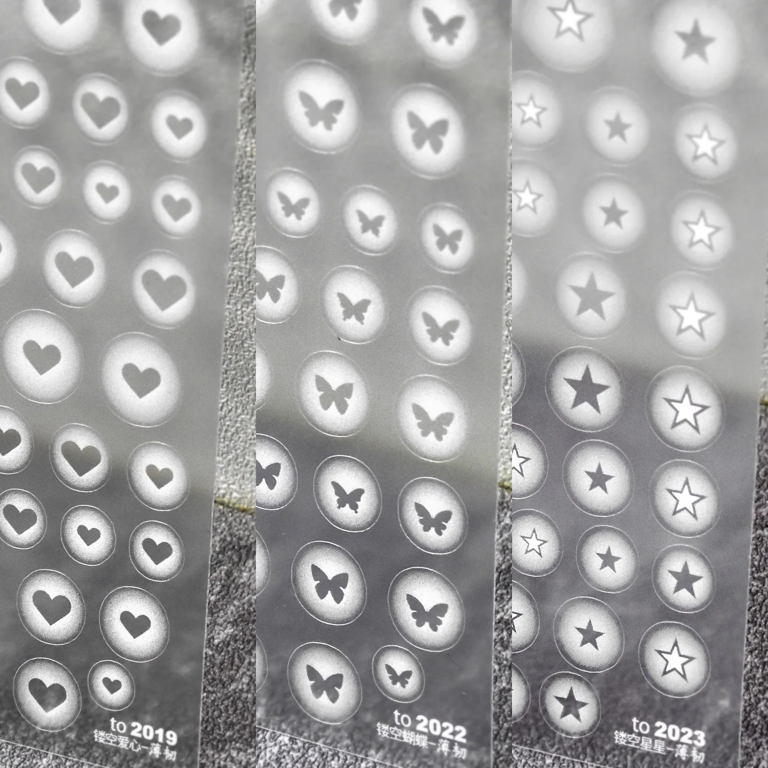 White Translucent Love Heart Star Butterfly 3d Self Adhesive Nail Art