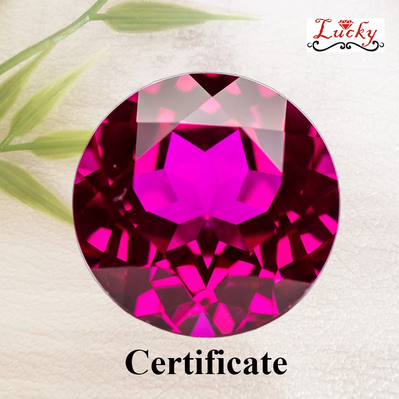 

Lab Grown Ruby Rubellite Color Round Shape Top Quality Charm Beads for Diy Jewelry Making Materials Selectable AGL Certificate