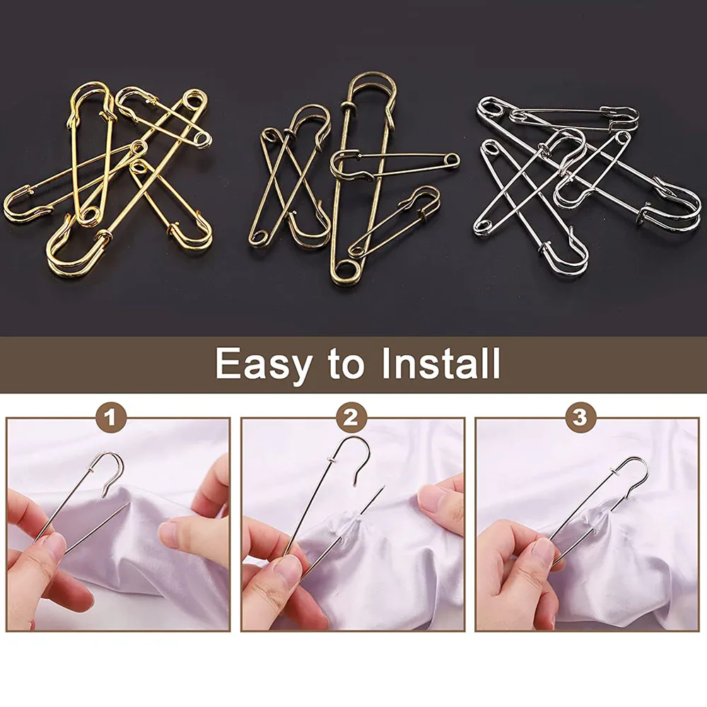 10 Large Safety Pins 2.9 4