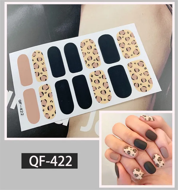 Lamemoria14tips Nail Stickers New Product Full Coverage 3D Summer Complete Nail Decals Waterproof Self-adhesive DIY Manicure QF422