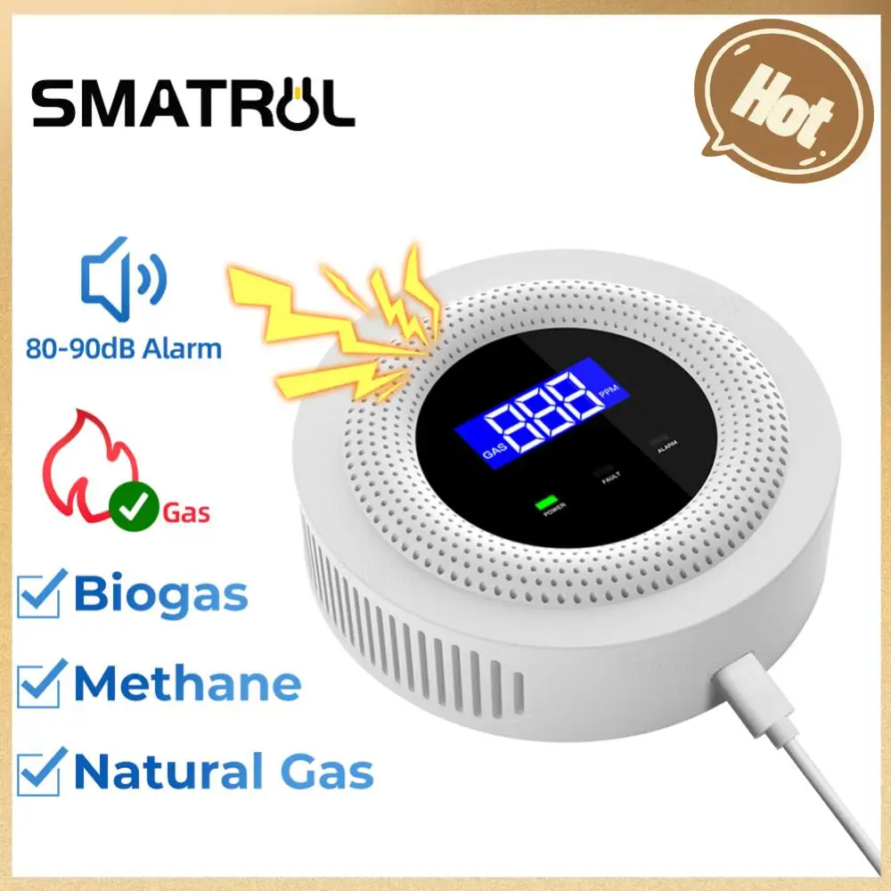 

Датчик утечки газа Tuya с цифровым дисплеем, USB Type-C