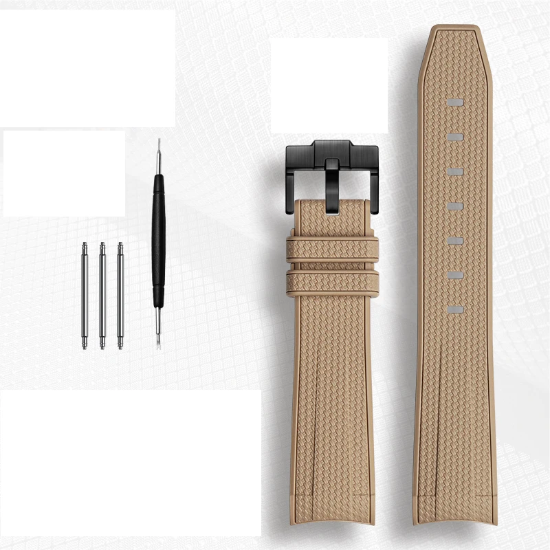 Durable Rubber Waterproof Sports Watch Strap with Curved End - 20mm