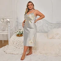 Plus Size Floral Print Sleeveless Nightdress Elegant And Comfortable Loungewear For Women Nightwear Sexy Robe