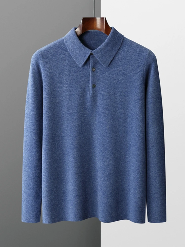 CHICUU Men's Wool Polo Pullover Sweater Autumn Winter Smart Casual Basic Soft Cashmere Knitwear 100% Merino Wool Knitwear Tops