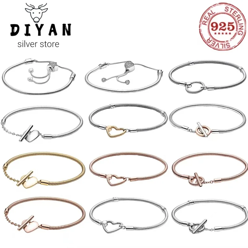 Pulsera de plata de ley 925% para mujer, brazalete elegante de amor original, regalo de cumpleaños y Día de San Valentín, joyería fina artesanal, superventas