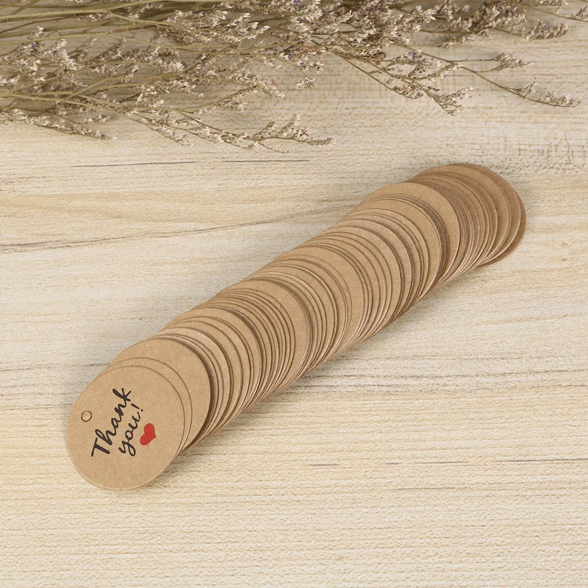 200Pcs 경량 라운드 감사 선물 태그 결혼식 파티를위한 크래프트 종이 행택 베이킹 스토어 컵케익 토퍼 의류 가격