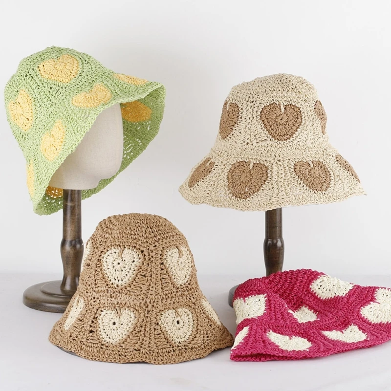 

Ethnic Fisherman Hat for Women Girl Knit Bucket Hat Beach Travel Hat Headdress