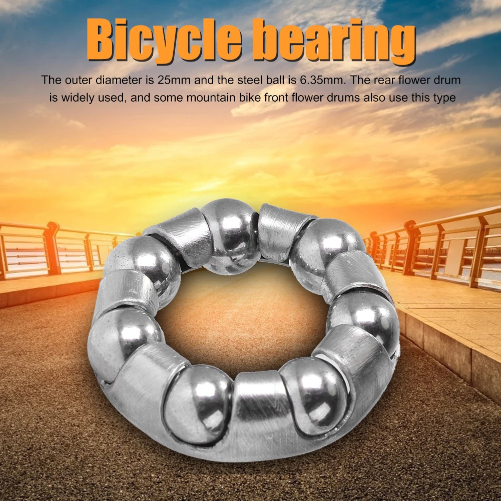 10pcs Diameter 25mm Bicycle Front Rear Wheel Axle 1/4 Inch 7 Ball Bearings MTB Bike Wheel Hub Bearings Cycling Riding Equipment bicycle ball bearing bicycle wheel hub bearings