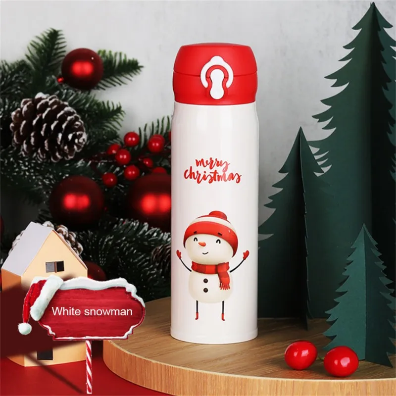 Stainless Steel Christmas Thermos Water Bottle Cartoon Christmas Tree  Portable Cup Vacuum Flasks Thermoses Coffee Cup