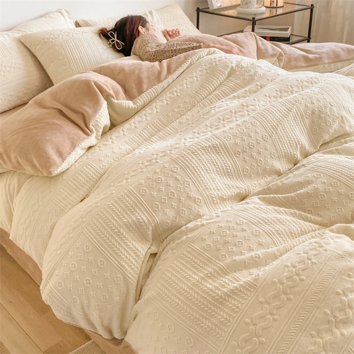 

Winter Thicken Plush Velvet Flat/Fitted Sheet Soft Warm Milk Crystal Velvet Bedding Set King Queen Size Bed Cover Pillowcase New