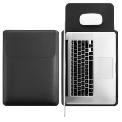 Sleek PU Leather Laptop Sleeve Bag - Premium Notebook Case - 16 in (Black)