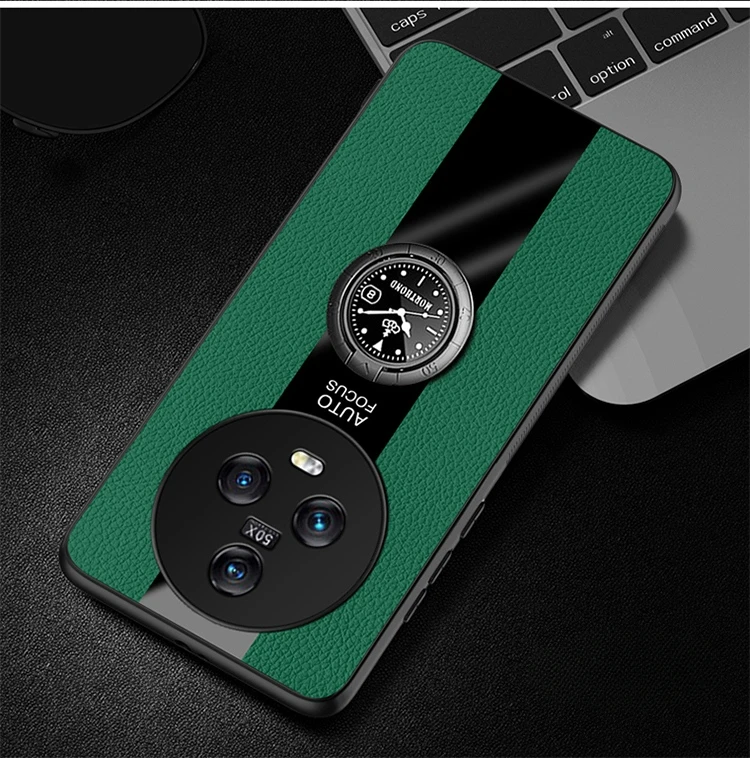 Deluxe PU Leather Magnetic Holder Phone Cover with Matte Soft Bumper