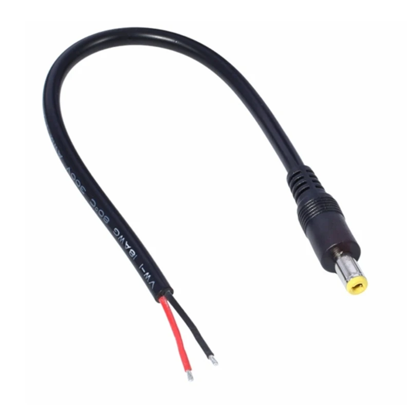5.5MM x 2.5MM 수 플러그-베어 와이어 오픈 엔드 전원 와이어 공급 장치 수리 케이블 18 AWG 5525 커넥터 DC5525 땋은 머리