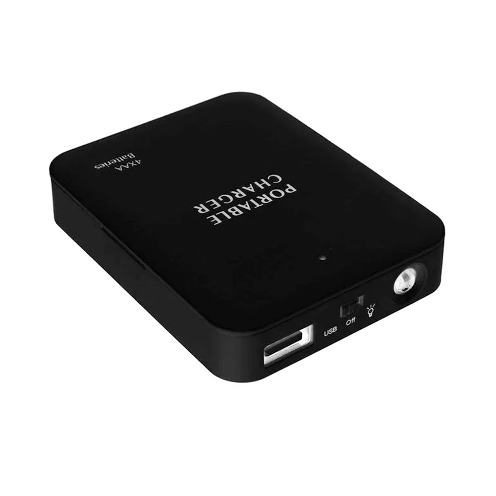 Cargador de Emergencia USB 4xAA con Linterna LED