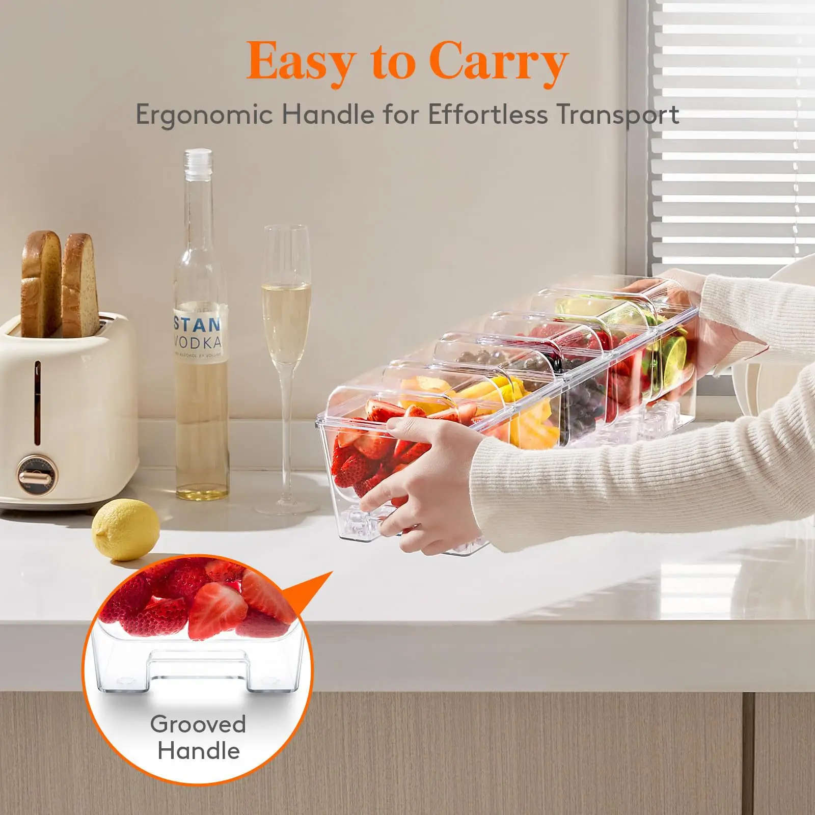5 Compartment Clear Party Platter Fridge Kicthen Tray 10 Packs 8lbs Storage Bags Serving Dishes for Veggie Fruits Appetizer