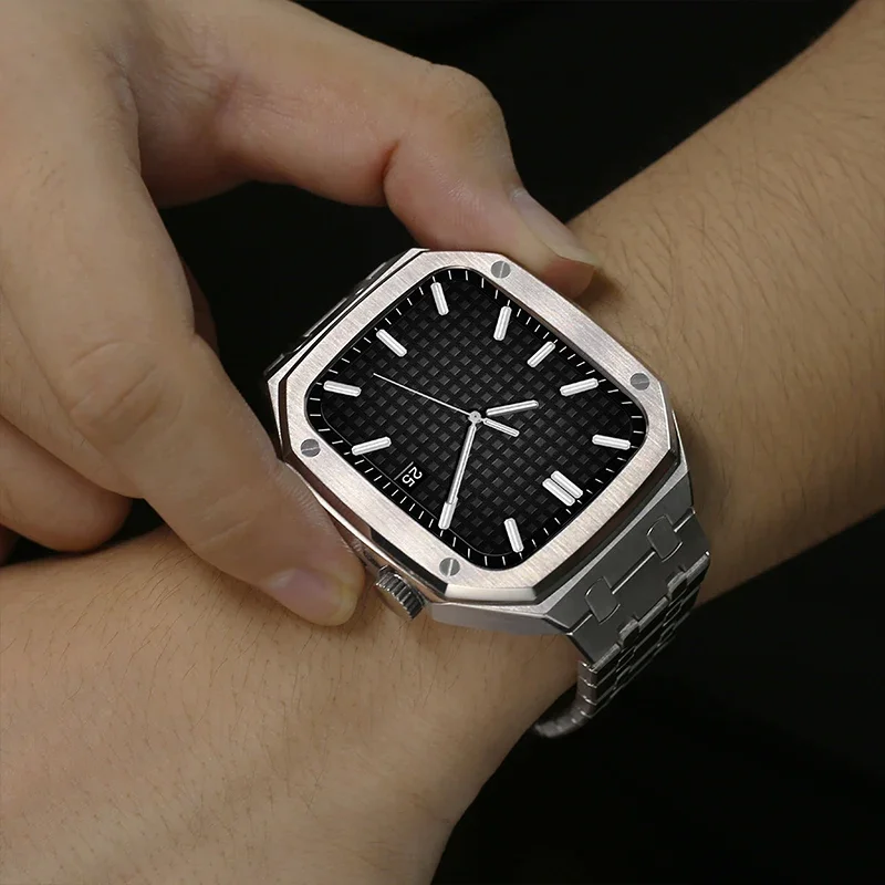 Luxury Stainless Steel Mod Kit with Metal Case and Band Set