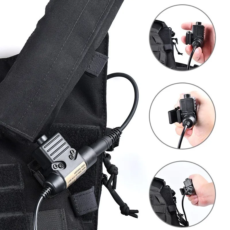 WADSN U94 PTT Airsoft Tactical Headset Accessories for Earmor Comtac Headphone Outdoor Earphone for Baofeng Kenwood Motorola ICO