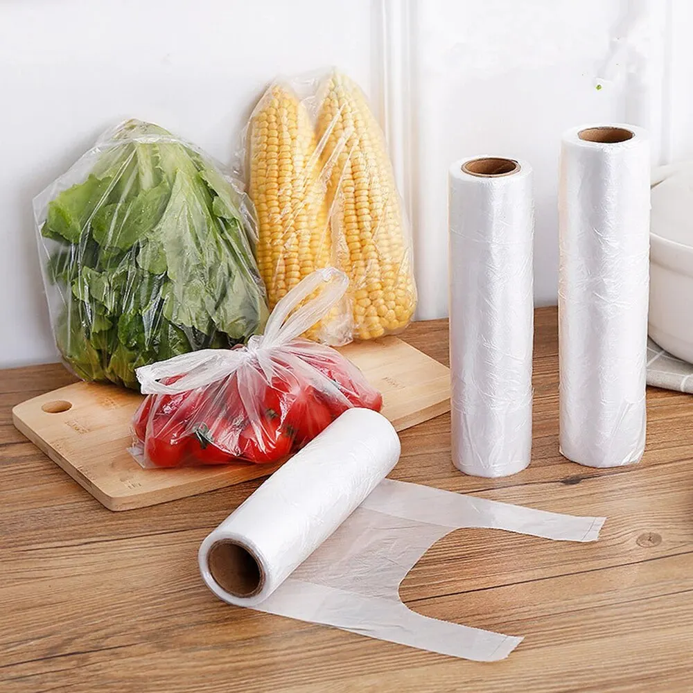 Food Storage Bags 100PCS Vest Type Food Grade Thickened Breakpoint Storage Bag Refrigerator With Roll Household Disposable Hand 3 Sizes Optional