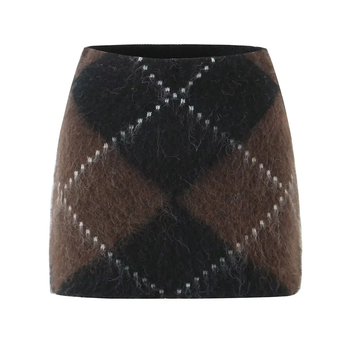 KONDALA Vintage Plaid Stricken Lose Anzüge Rollkragen Langarm Lose Pullover Mantel Mini Röcke Mode 2025, Herbst Winter Sets – Detail 12