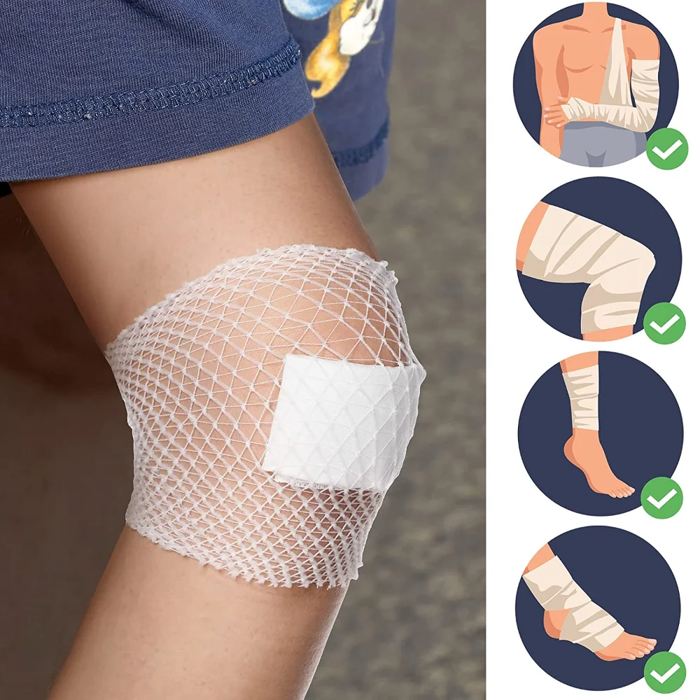 1Roll Net Tubular Bandage Elastic Mesh Wound Dressing Tubing Gauze Breathable Bandage Stretch Tube Bandages for Wrist Elbow Knee