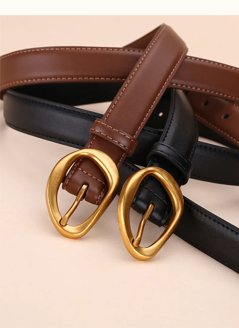 Rose Schwarzer Ledergürtel für Damen, Kleingruppen-Design aus Rindsleder, Modischer Vielseitiger Gürtel, 2025 Neuer Knopfgürtel – Detail 18